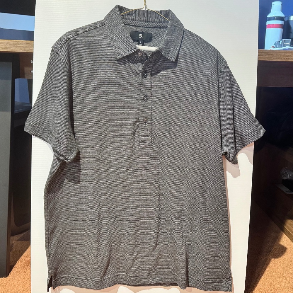 Banana Republic Luxury Touch Striped Short Sleeve Polo Shirt Men's sz L.